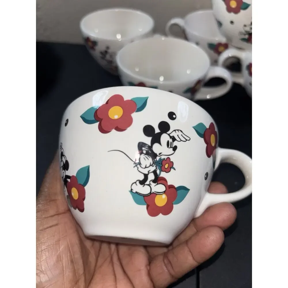 6 Vtg Disney PFALTZGRAFF MICKEY MOUSE Coffee Tea Mugs Cups RARE